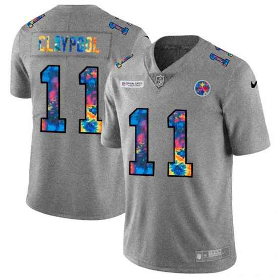 Pittsburgh Steelers 11 Chase Claypool Men Nike Multi Color 2020 NFL Crucial Catch NFL Jersey Greyheather